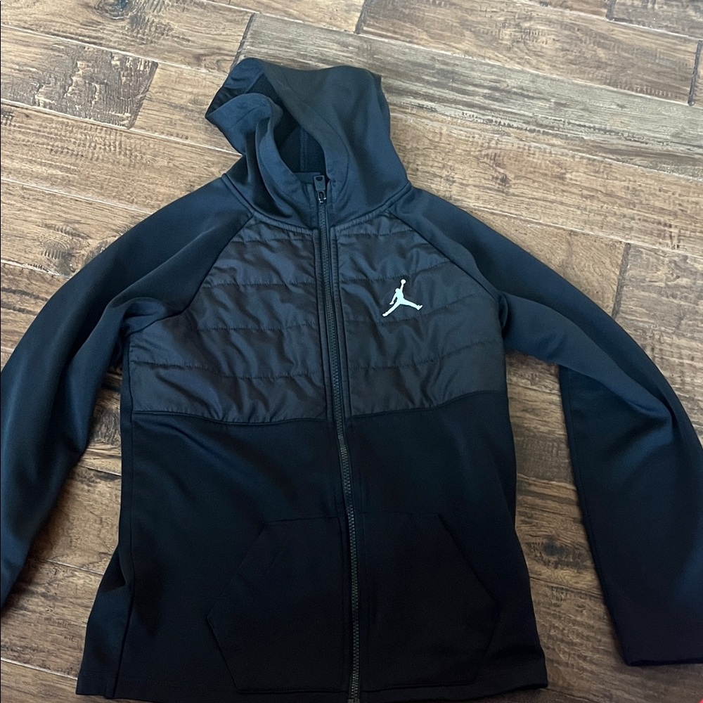 Jordan Black Full-Zip Hoodie with Iconic Emblem